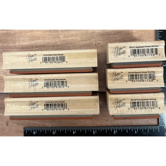 RARE Hero Arts Wood Mounted Rubber Stamp Set of 6 Poetic Prints - Picture 7 of 7